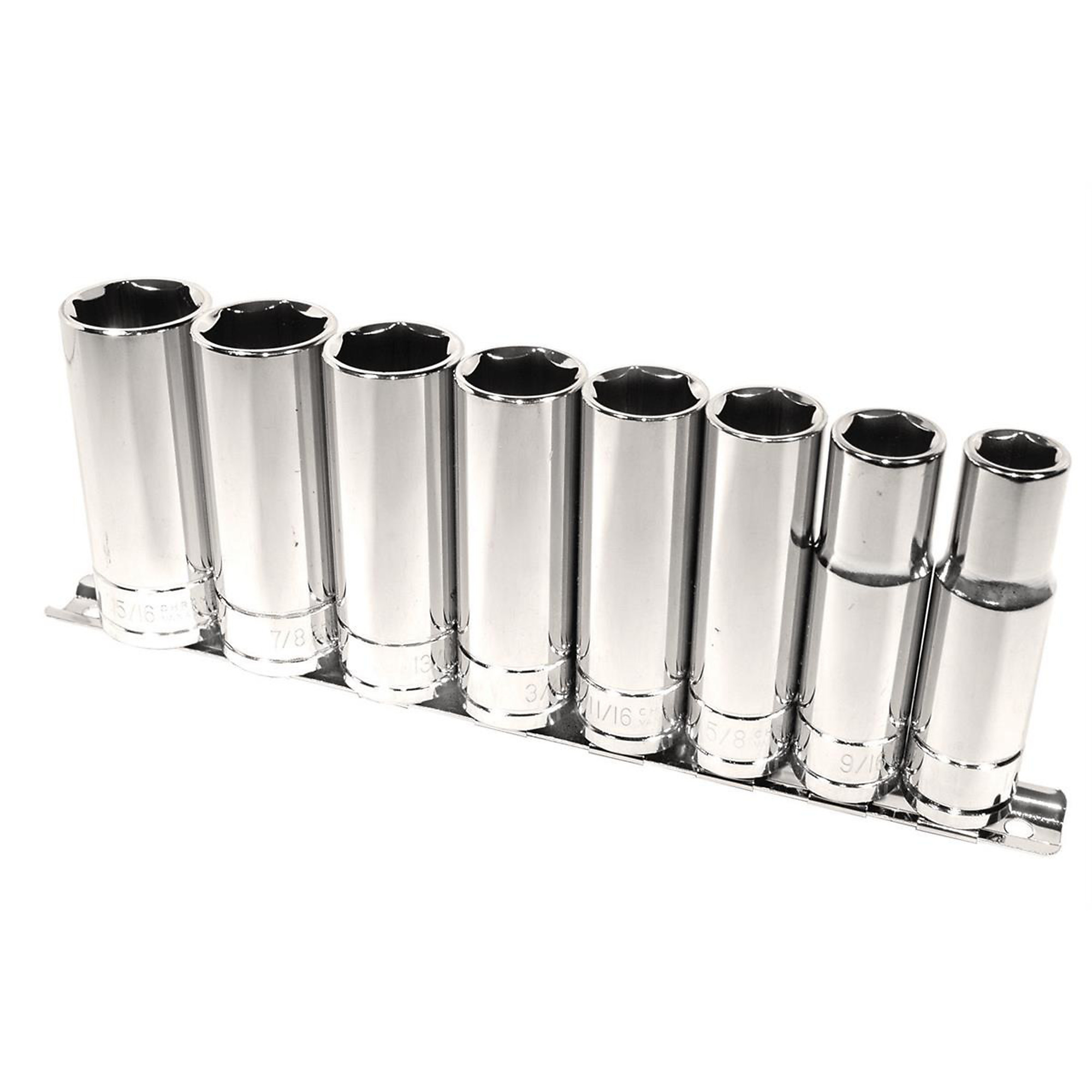 K-Tool International 8-Piece 1/2in. Drive 6-Point SAE Deep Socket Set — Chrome Vanadium Steel, Model# KTI23200